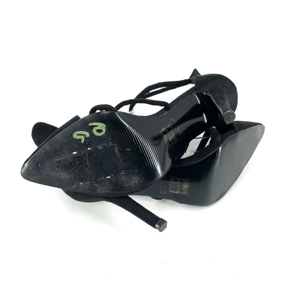 ALDO Black Suede Strappy Almond Toe Heel